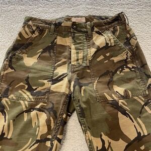 Wallace & Barnes Camo Camp Pant Mens 30x30 (Tag 29x32) Green Military Button Fly